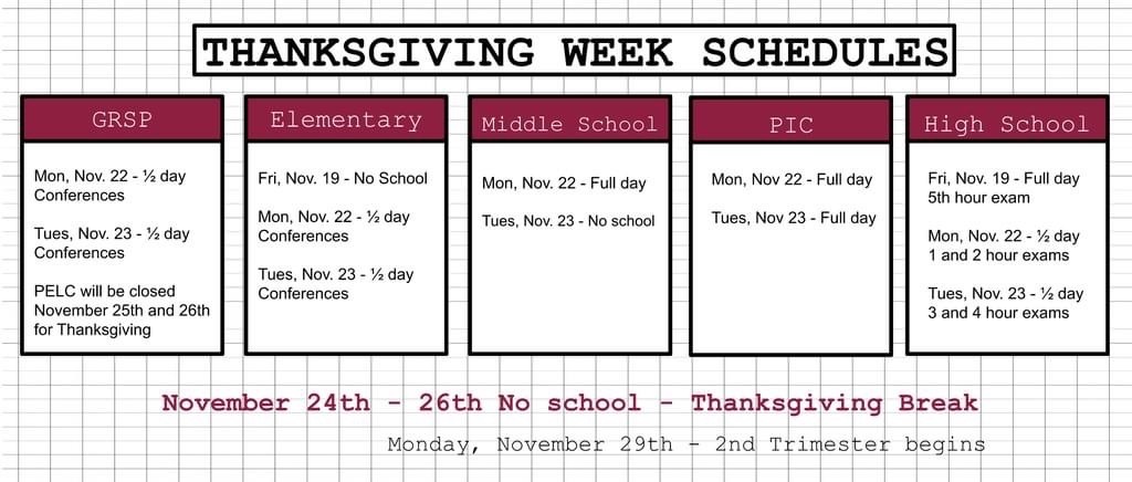 end of November schedule